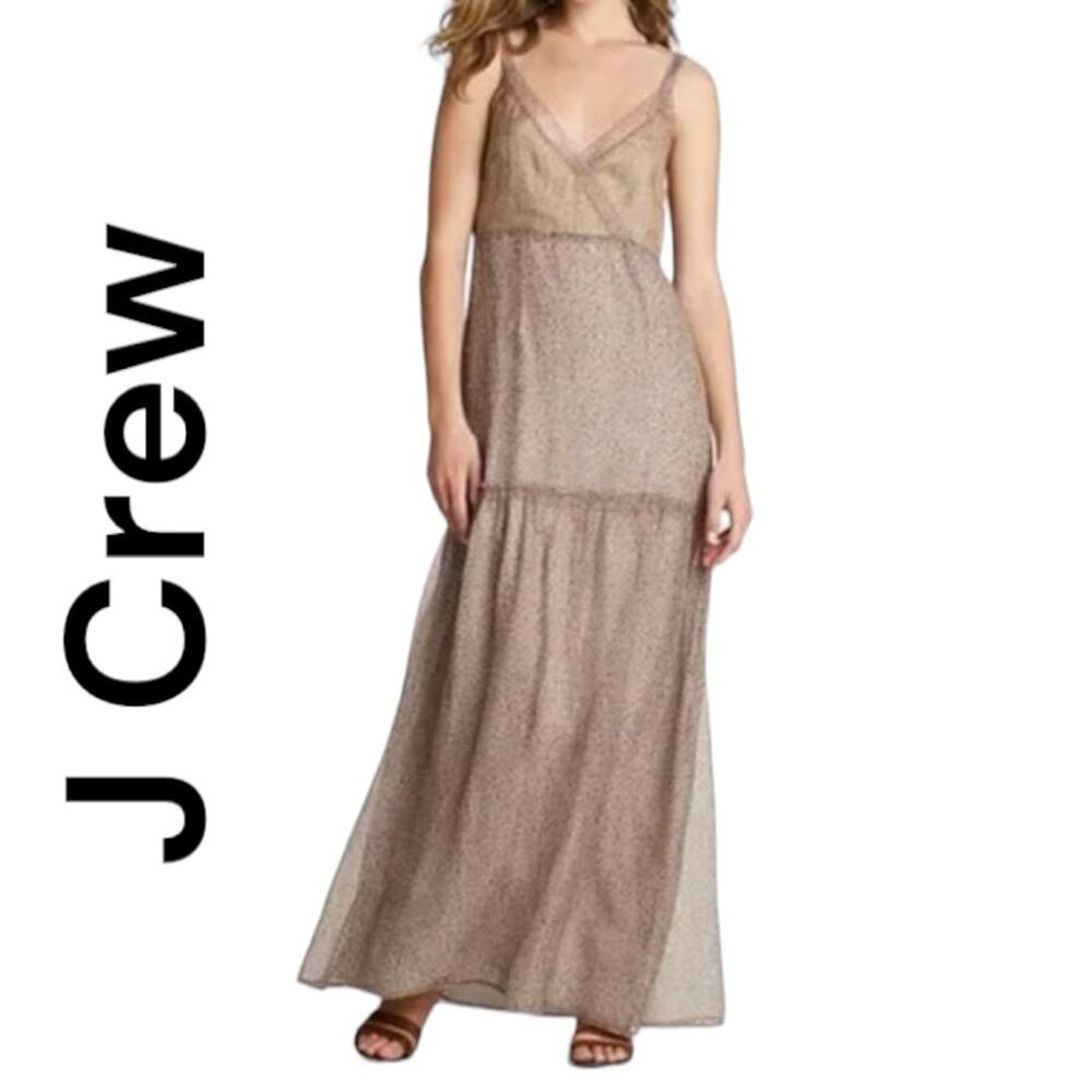 J Crew size 2 xs silk dress maxi boho floral letour collection anthro Christy fl